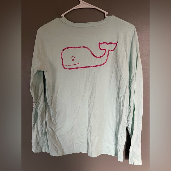 Vineyard Vines Tops - Vineyard Vines Light Blue Long Sleeve with Pink Whale